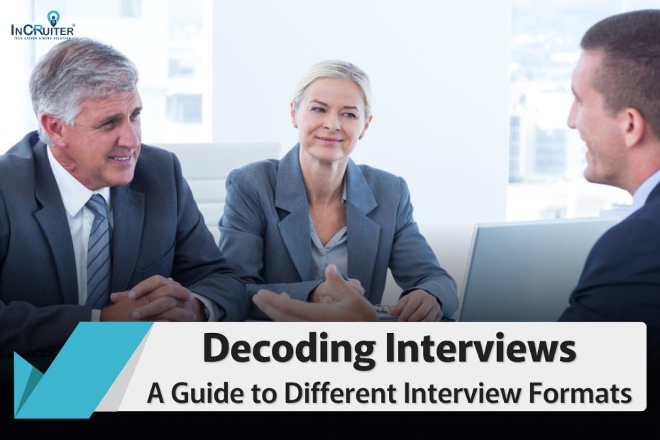 Group of professionals conducting a interview in a panel format setting